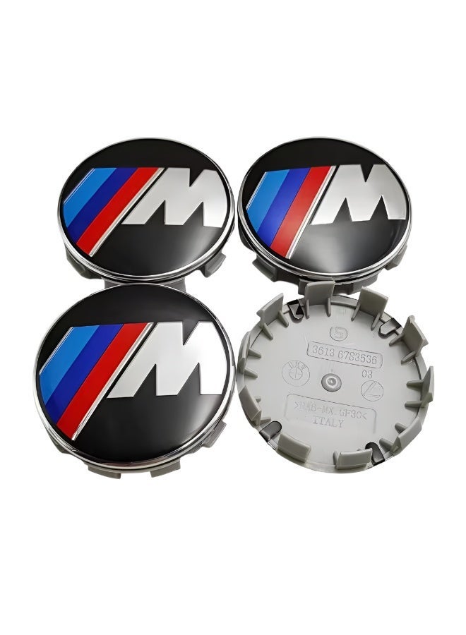 56mm Motor Sport Edition Wheel Center Hub Caps Set of 4 OEM Style Alloy Rim Covers Easy Fit Snap On Replacement Durable Caps Compatible with BMW Vehicles - Image 1